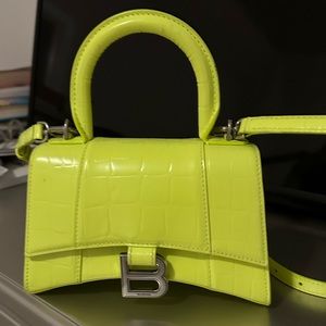 Neon yellow balenciaga hourglass bag